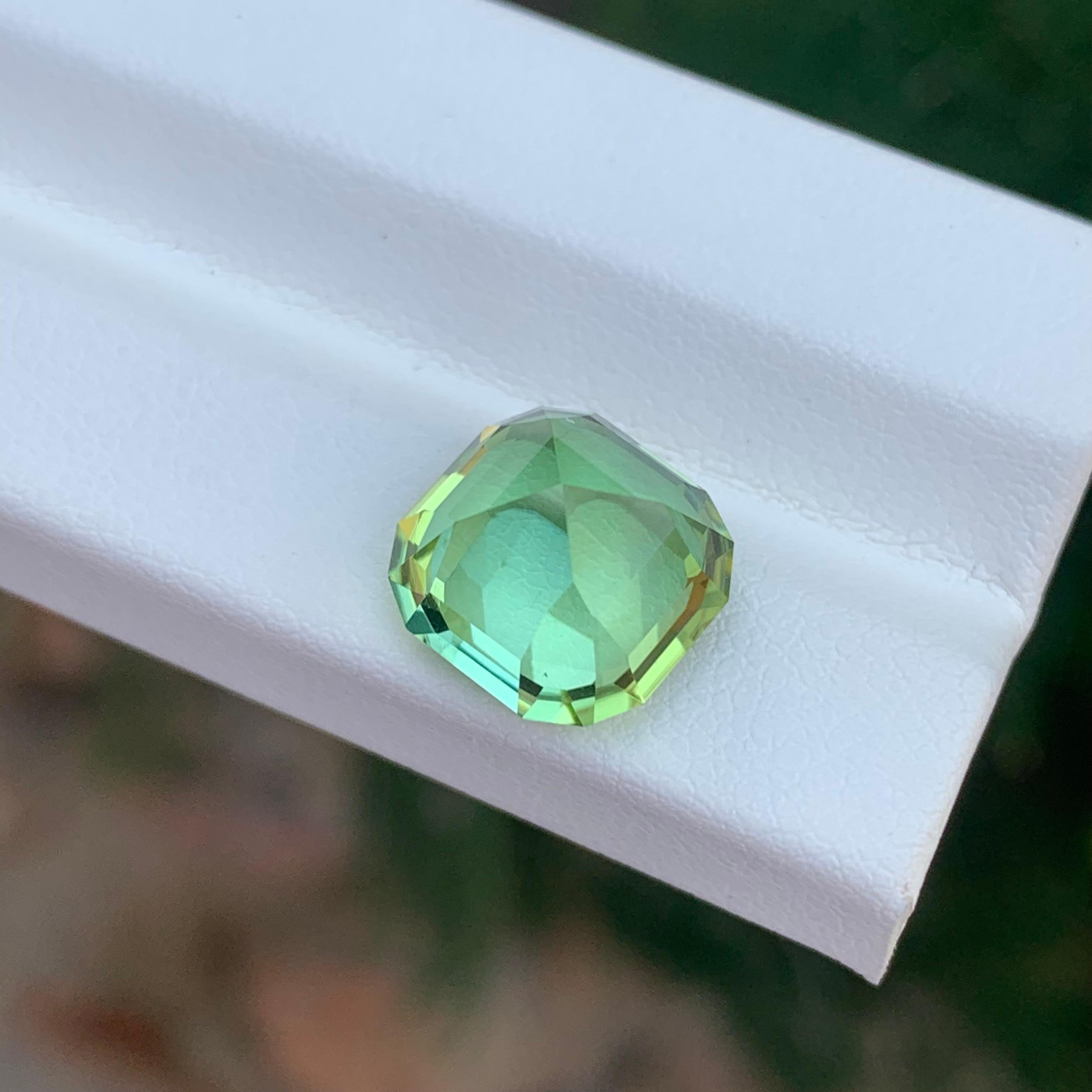 6.70 Carat Natural Loose Green Tourmaline Asscher Shape Gemstone (pierre de taille) Unisexe en vente