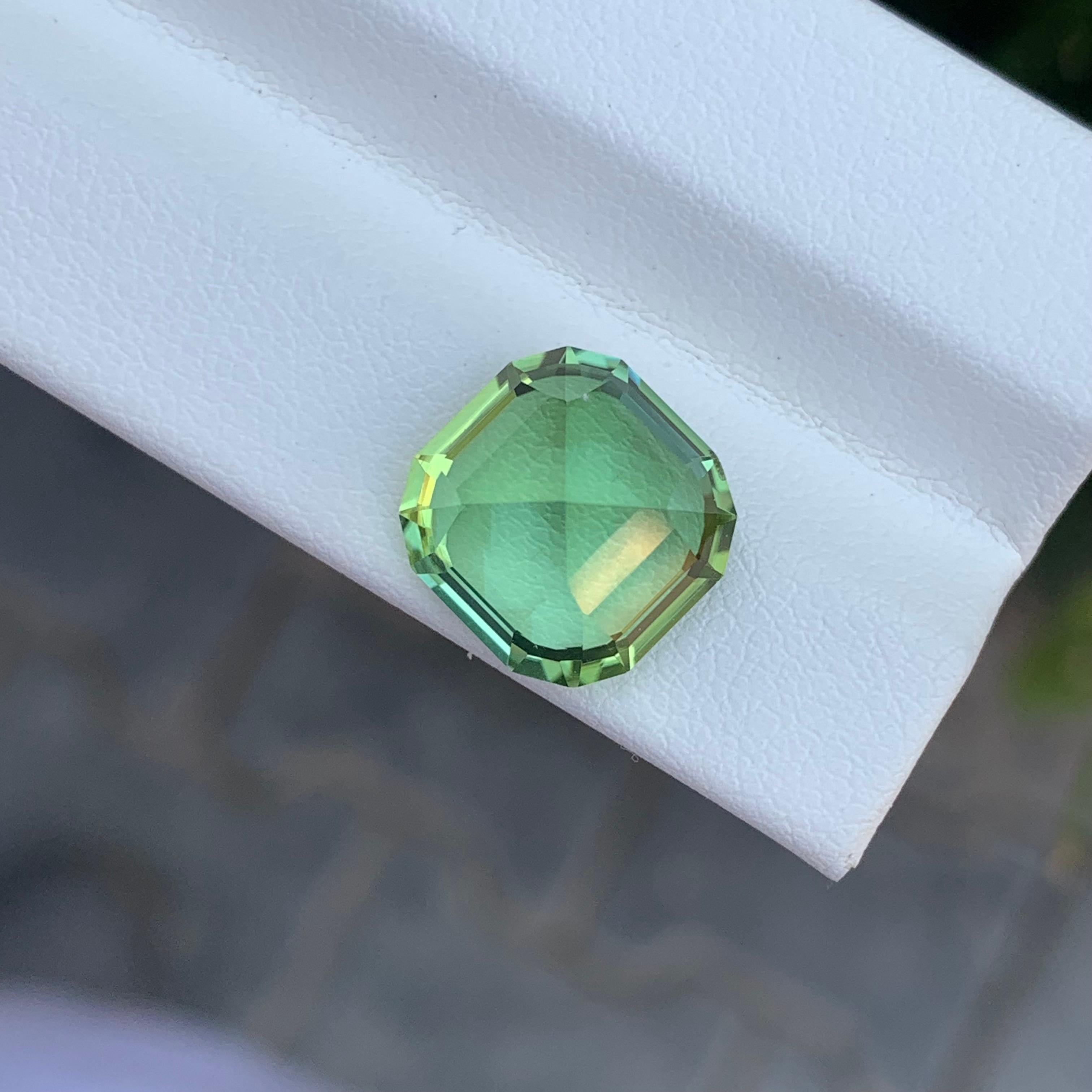 6.70 Carat Natural Loose Green Tourmaline Asscher Shape Gemstone (pierre de taille) en vente 3