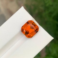 6.70 Carat Natural Loose Madeira Citrine Cushion Shape Gemstone