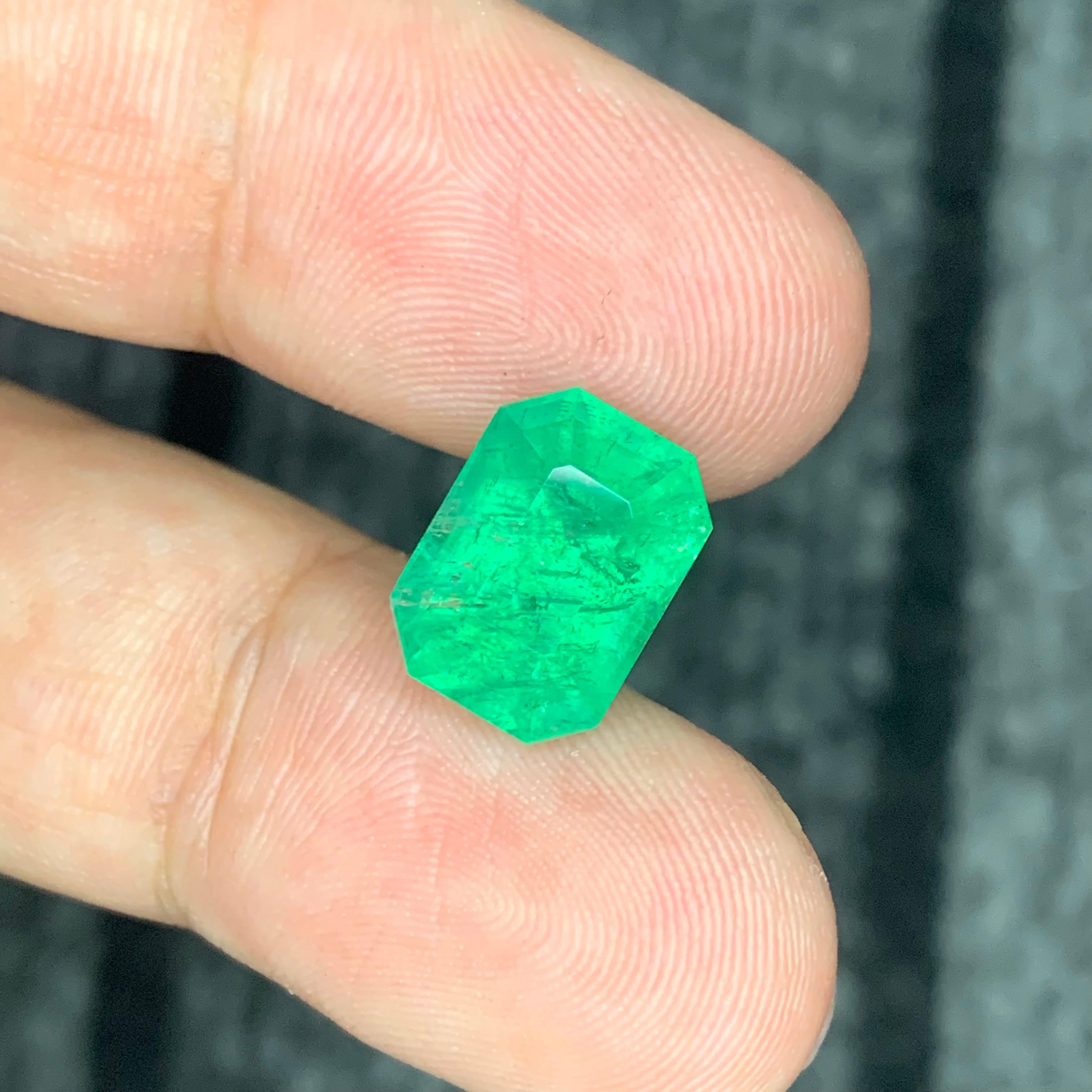 Taille émeraude 6.70 Carat Natural Loose Panjshir Emerald Gemstone (pierre précieuse d'émeraude du Panjshir) en vente