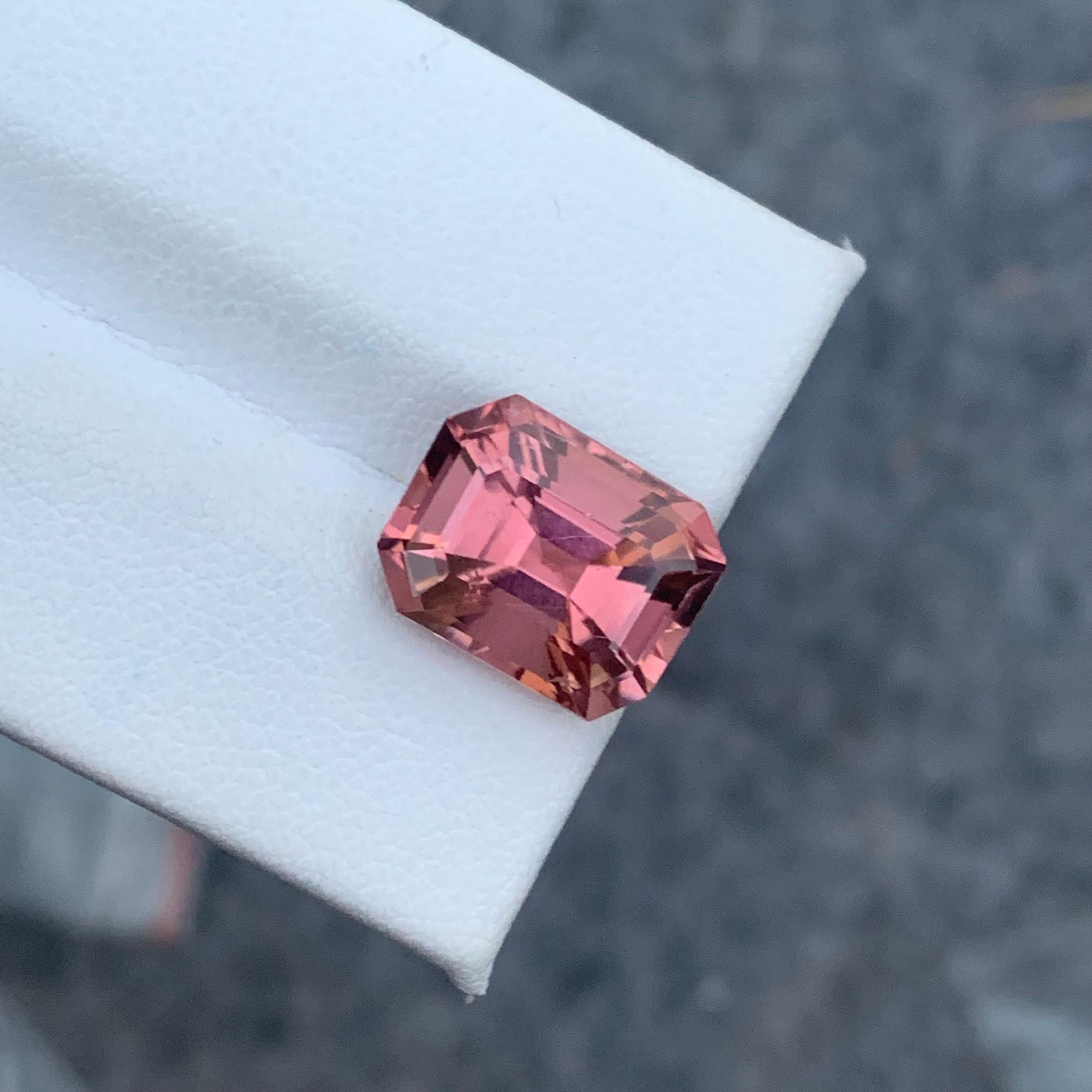 6.70 Carat Natural Loose Pink Tourmaline Long Asscher Cut from Kunar Mine In New Condition For Sale In Peshawar, PK