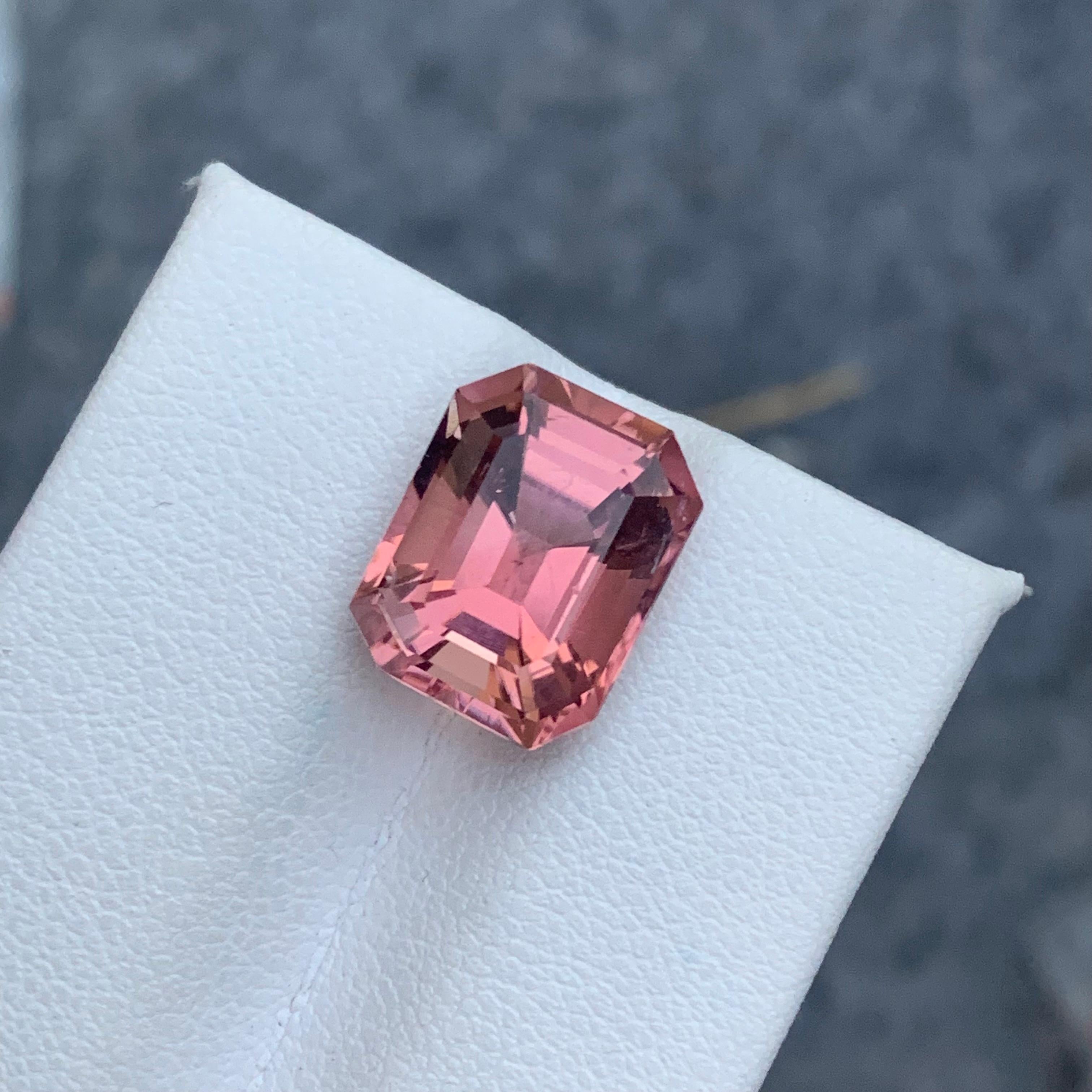 6.70 Carat Natural Loose Pink Tourmaline Long Asscher Cut from Kunar Mine For Sale 2