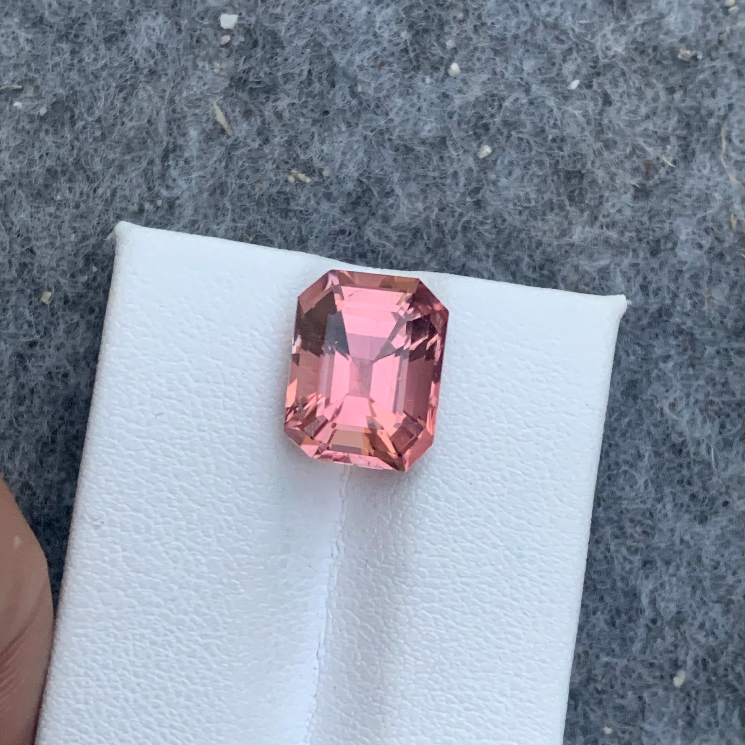 6.70 Carat Natural Loose Pink Tourmaline Long Asscher Cut from Kunar Mine For Sale 3