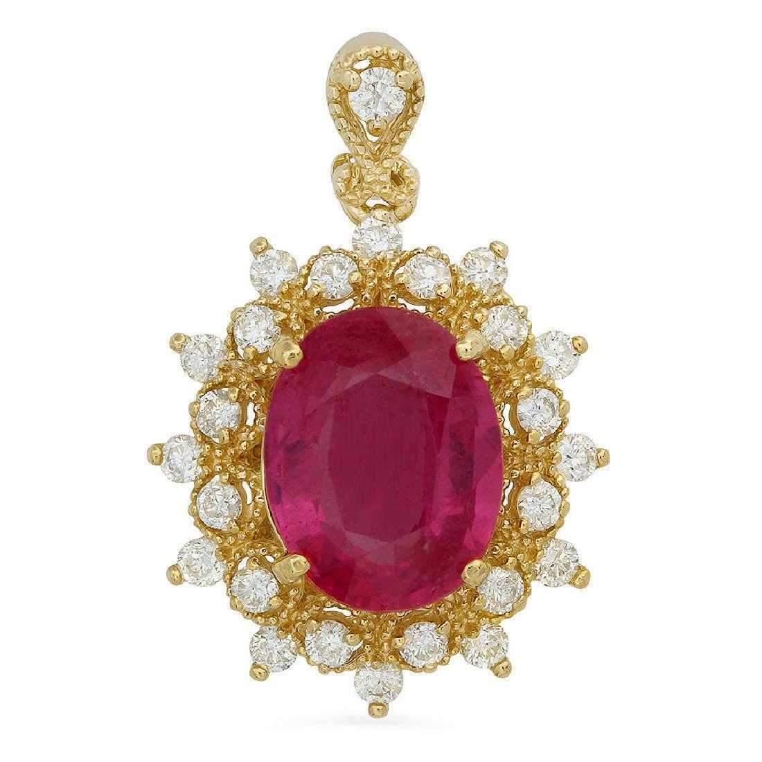 6.70Ct Natural Red Ruby and Natural Diamond 14K Solid Yellow Gold Necklace

Amazing looking piece!

Stamped: 14K

Oval-Cut Ruby Weight is Approx. 6.00 Carats

Ruby Measures: 12 x 10mm

Ruby Treatment: Fracture Filling

Total Natural Round Diamond