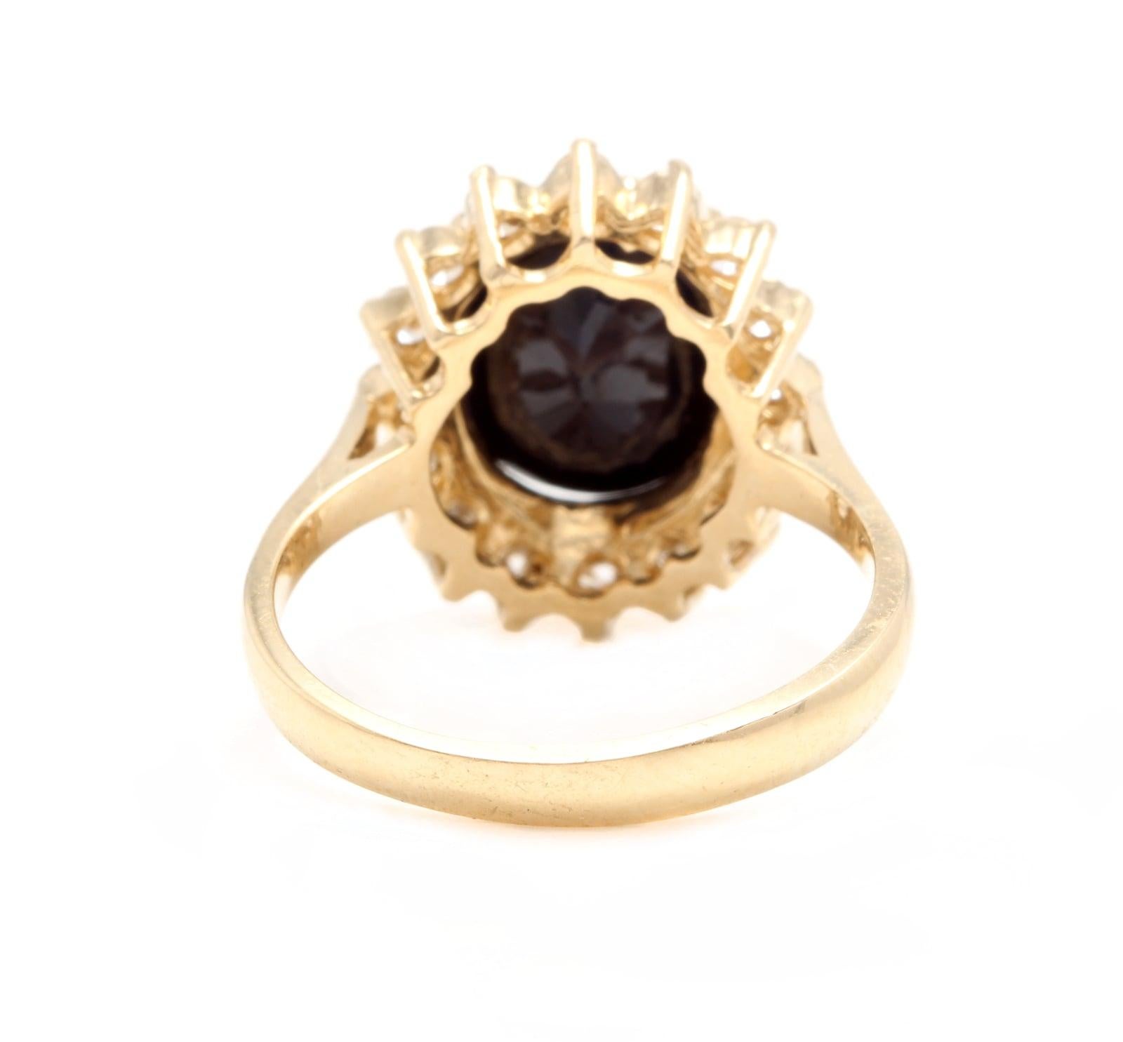 6.70 Carat Natural Sapphire and Diamond 14 Karat Solid Yellow Gold Ring In New Condition For Sale In Los Angeles, CA