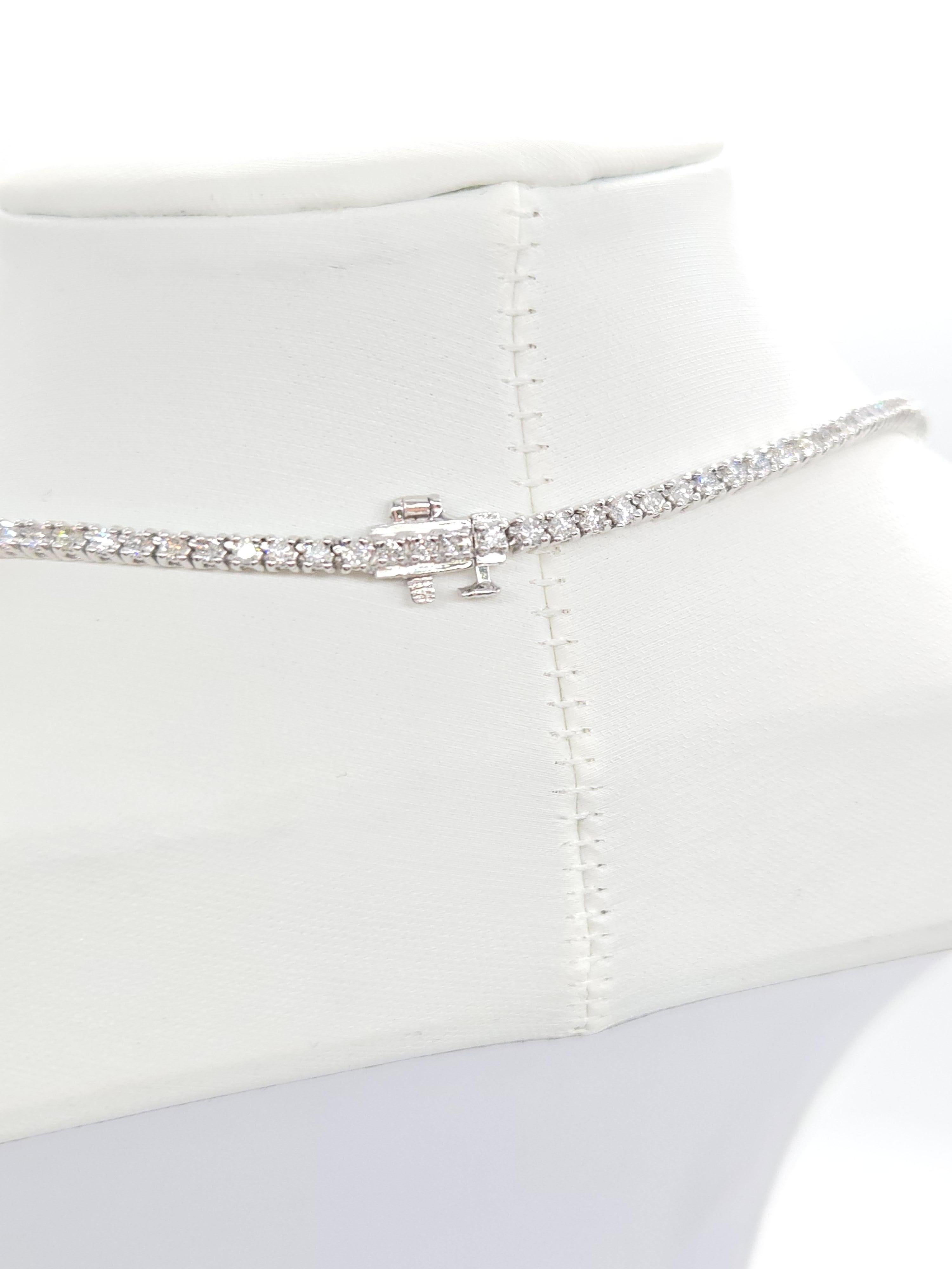 6.70 Carat Round Brilliant Cut Diamond Tennis Necklace 14 Karat White Gold 22'' 1