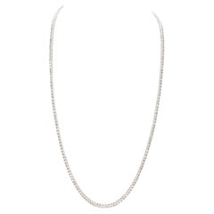 6.70 Carat Round Brilliant Cut Diamond Tennis Necklace 14 Karat White Gold 22''