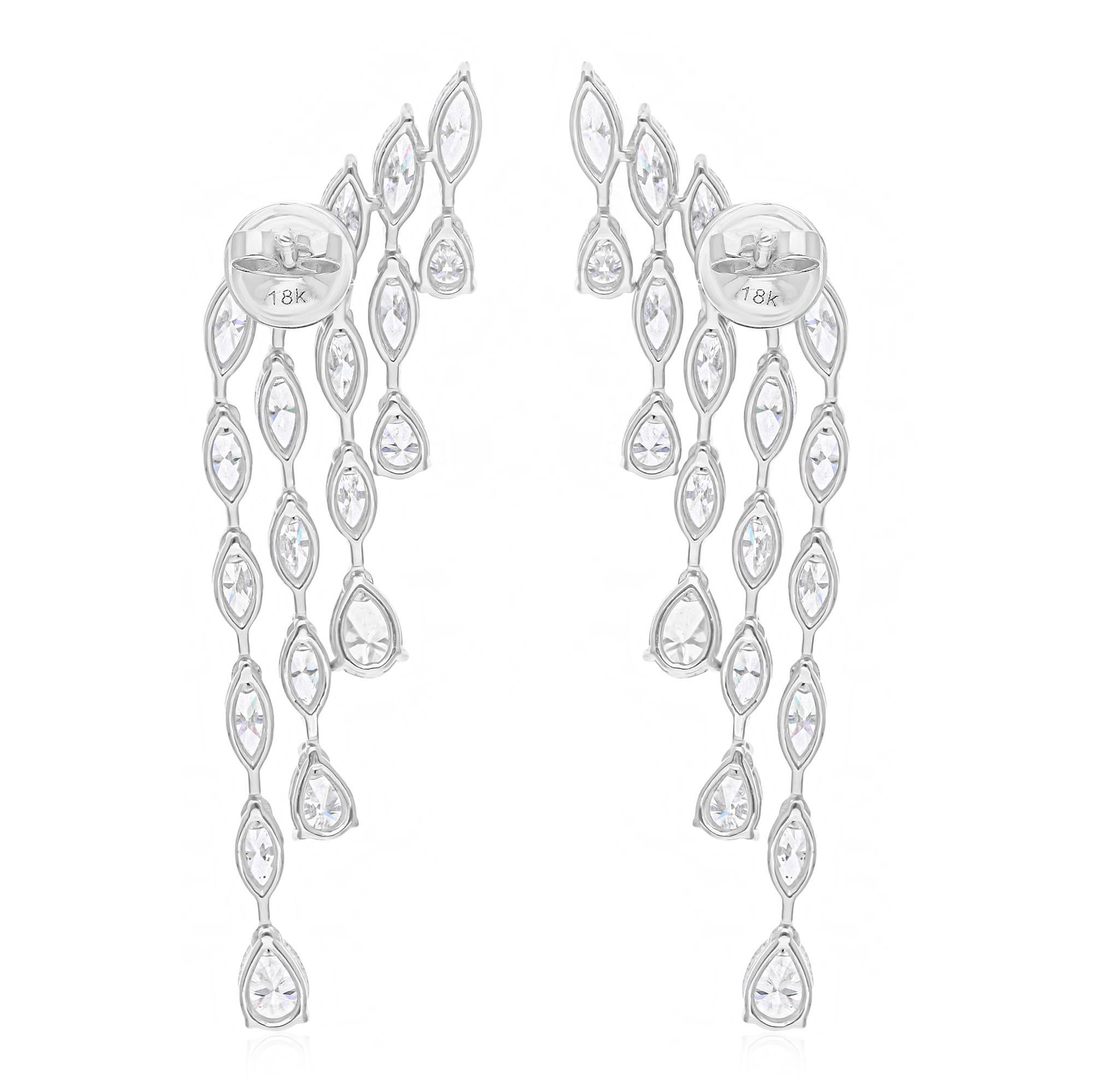 Boucles d'oreilles chandelier en or blanc 18 carats avec diamants taille poire marquise 6,70 carats SI/H Neuf - En vente à Diera, Dubai