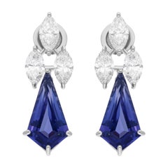 Orecchini pendenti di tanzanite da 6,70 carati Diamante SI/H da 3,00 carati Oro bianco 14 carati