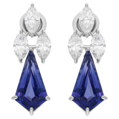 Orecchini pendenti di tanzanite da 6,70 carati Diamante SI/H da 3,00 carati Oro bianco 18 carati