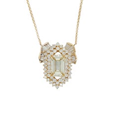 6.70 Carat U-V Range Emerald Cut Diamond Pendant Necklace 18K Gold GIA Cert.