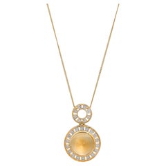 6.70 Carats Citrine and Diamond 18kt Yellow Gold Pendant Necklace