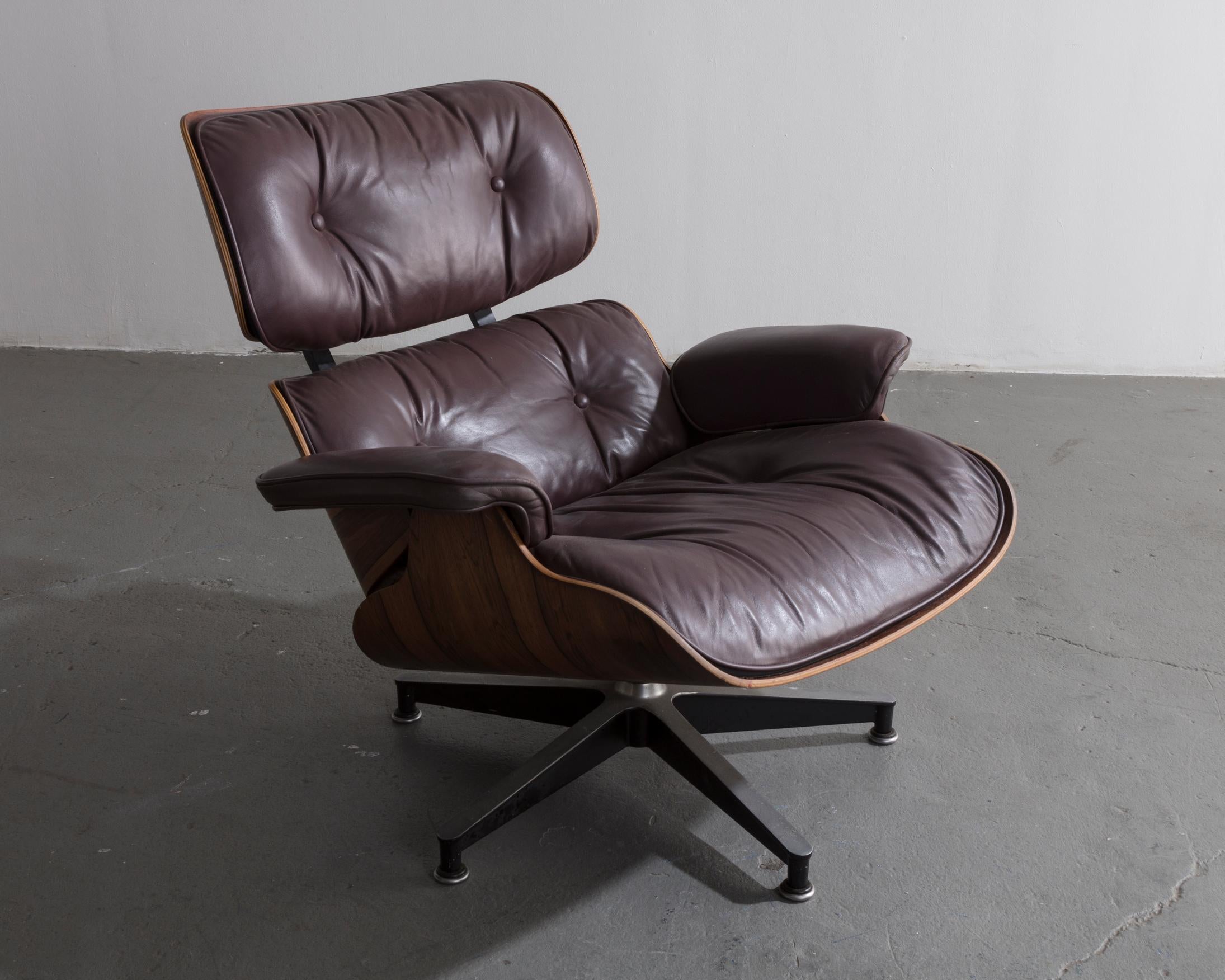 American 670 Lounge Chair & Ottoman in Rosewood & Leather by Charles and Ray Eames, 1958
