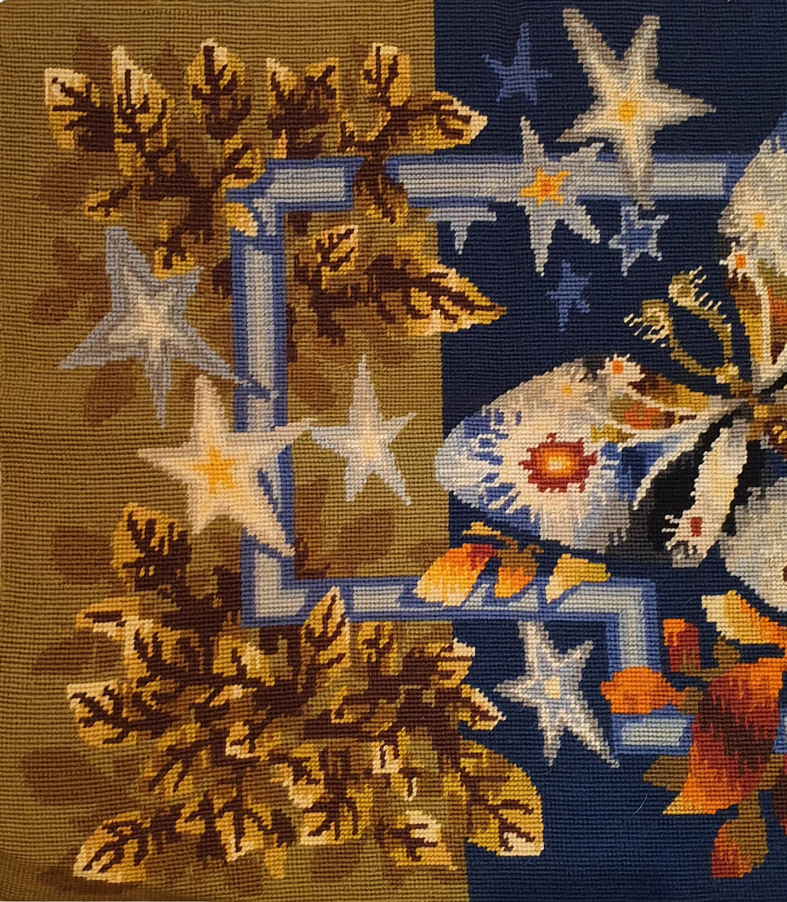 671 - Schöner antiker Wandteppich mit Nadelspitze (Wolle) im Angebot