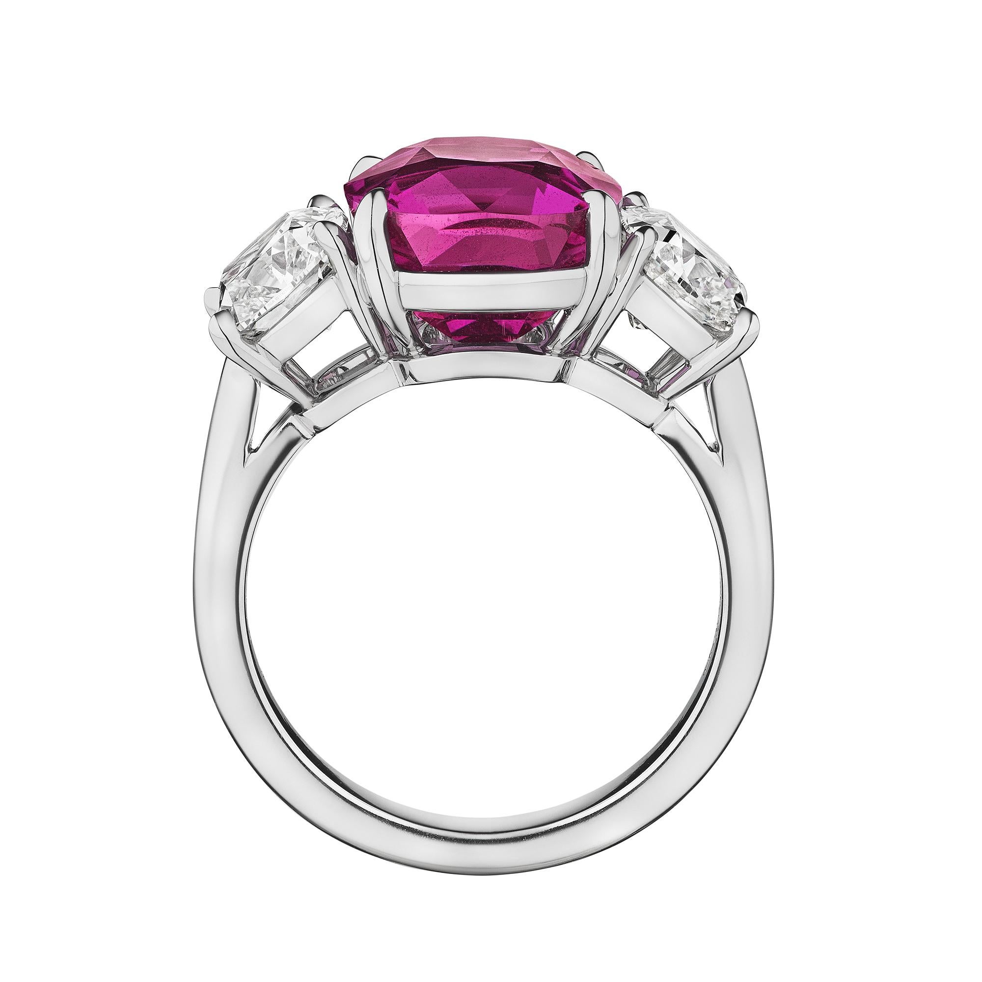 6.71 Carat Cushion Cut Certified Natural Pink Sapphire Diamond Platinum ...