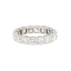 Natural 6.71 Carat Cushion Cut Diamond 18-Karat Eternity Band In Stock