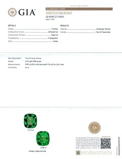 6.71 Carat Natural Tsavorite Diamond Earrings 18K Yellow Gold GIA Report