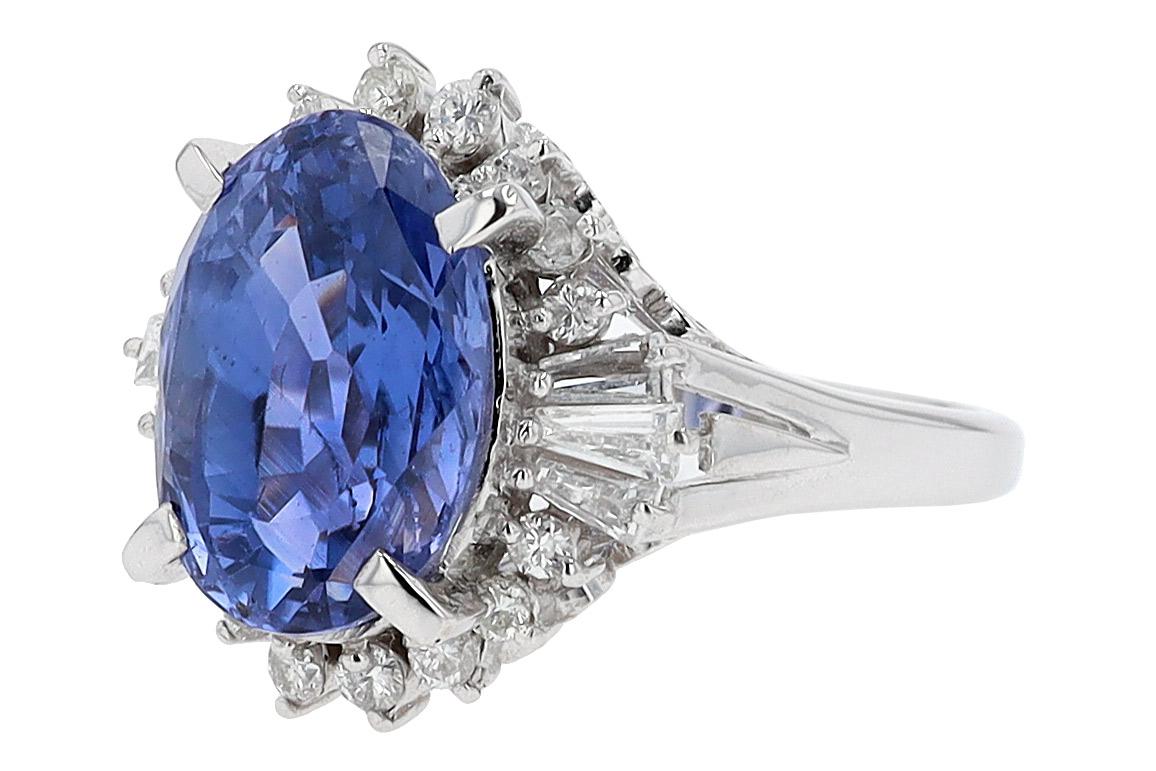 6.71 Carat Purple Sapphire & Diamond Ballerina Statement Ring In Good Condition For Sale In Santa Barbara, CA