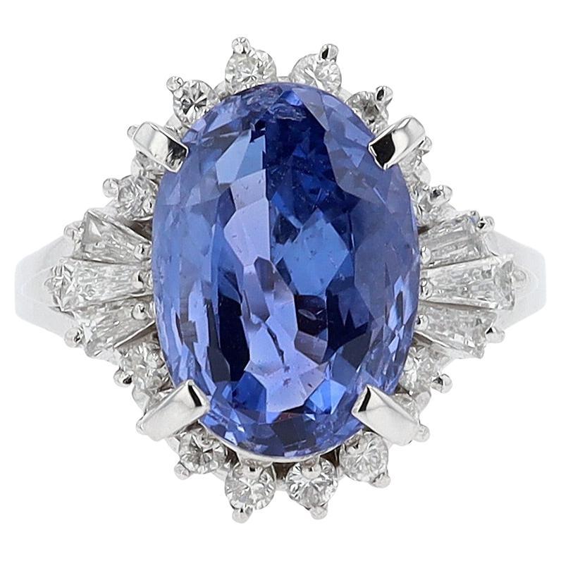 6.71 Carat Purple Sapphire & Diamond Ballerina Statement Ring For Sale
