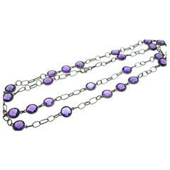 67.10 Carat Purple Amethyst Station by the Yard Necklace in Silver