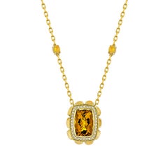 Sunita Nahata Citrine 6.72ct. Necklace in 18KYG with Opal and Diamond.
