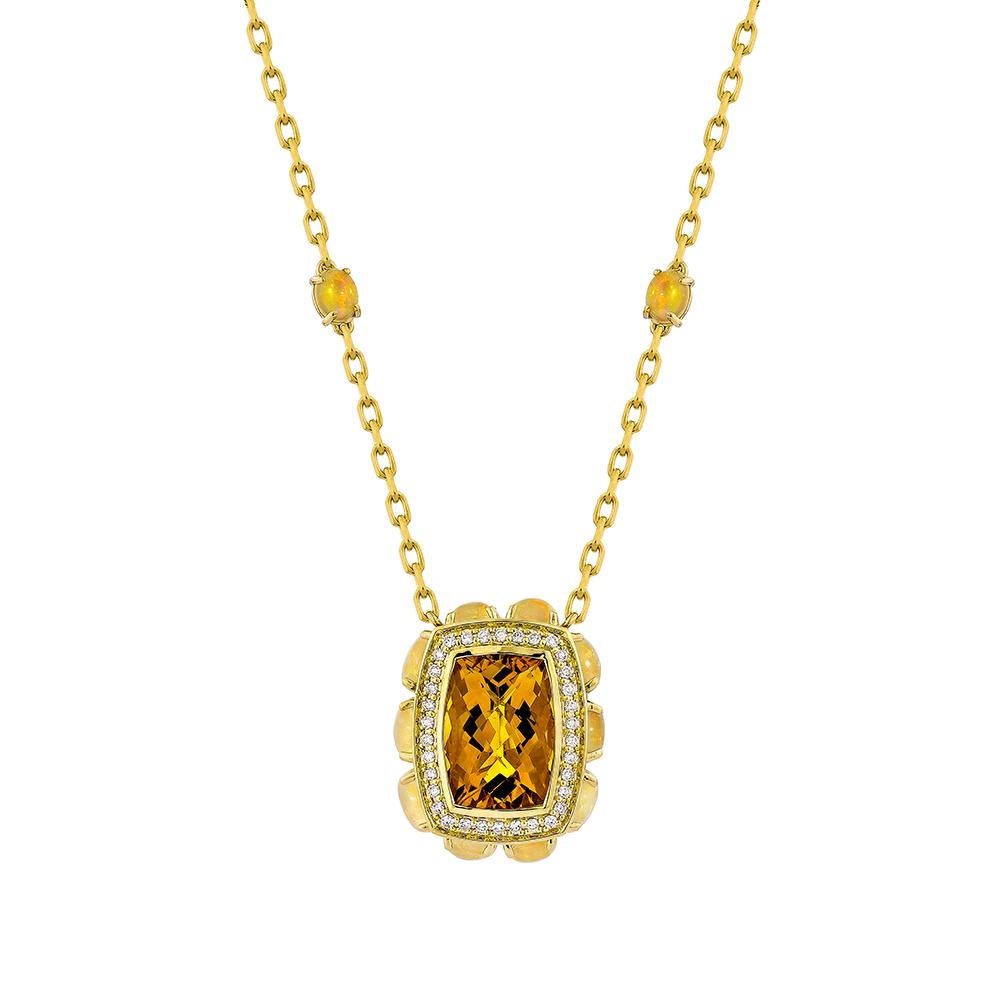 Sunita Nahata Citrin 6.72ct. Halskette aus 18KYG mit Opal und Diamant. (Zeitgenössisch) im Angebot