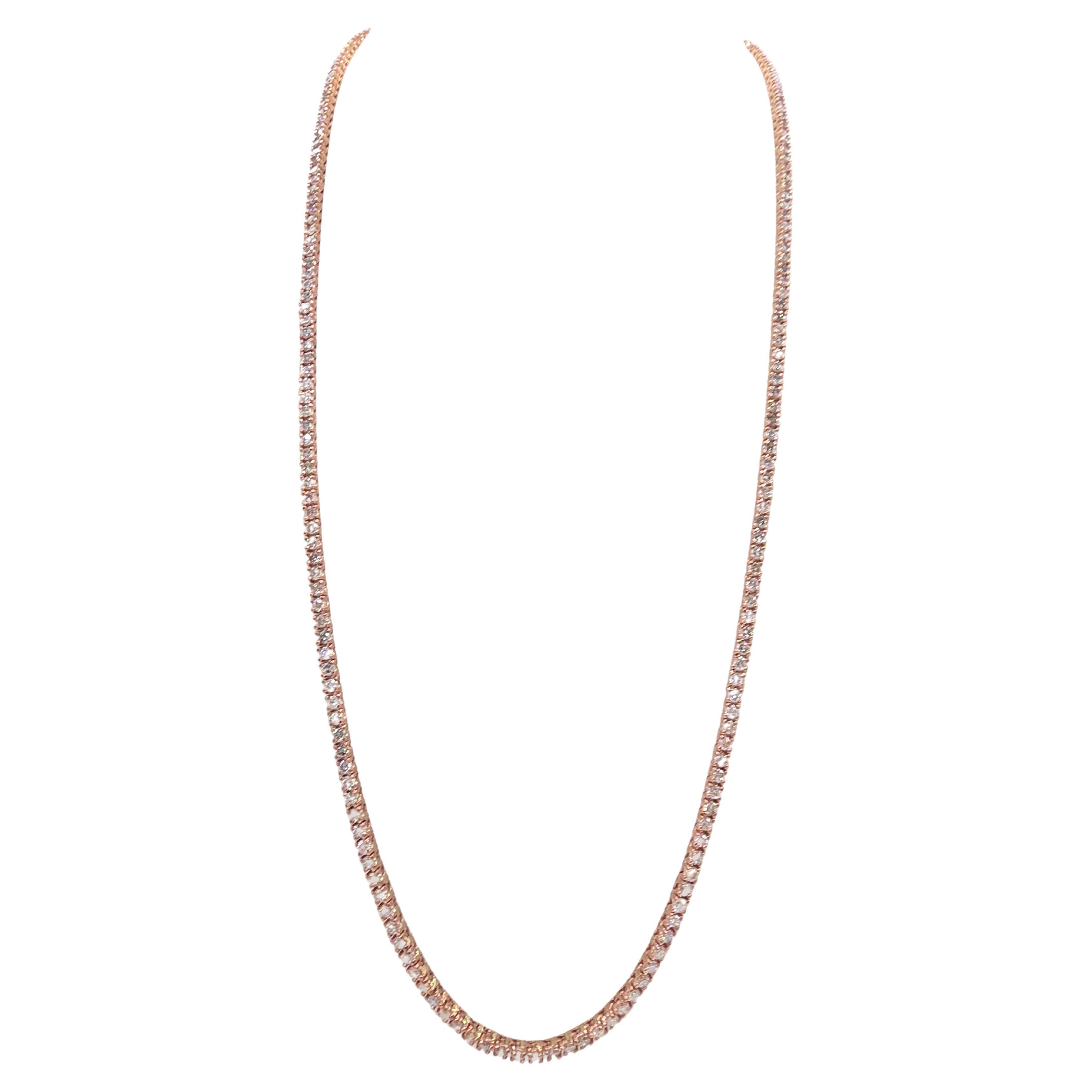 6.72 Carat Diamond Tennis Necklace 14 Karat Rose Gold 16
(collier de tennis en diamant de 6.72 carats)