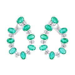 6.72 Carat Emerald Diamond 14 Karat White Gold Earrings