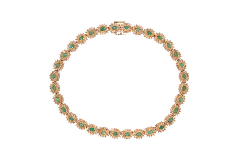 6.72 Carat Natural Emerald & 16.32ct Sl1 Diamond 14K Gold Platinum & SS Necklace For Sale 9