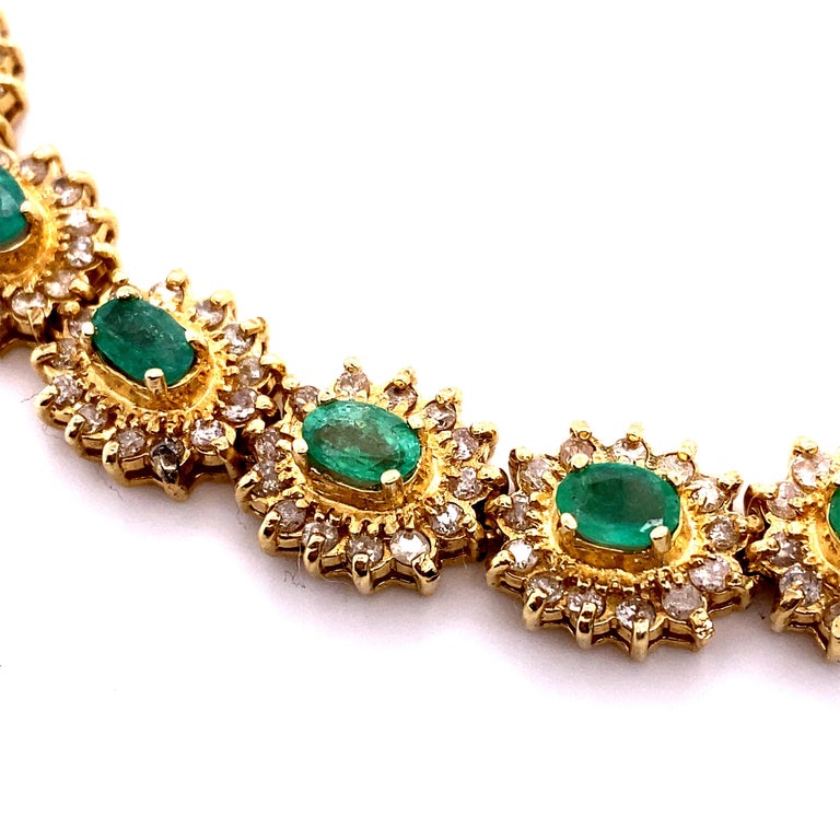6.72 Carat Natural Emerald & 16.32ct Sl1 Diamond 14K Gold Platinum & SS Necklace For Sale 2