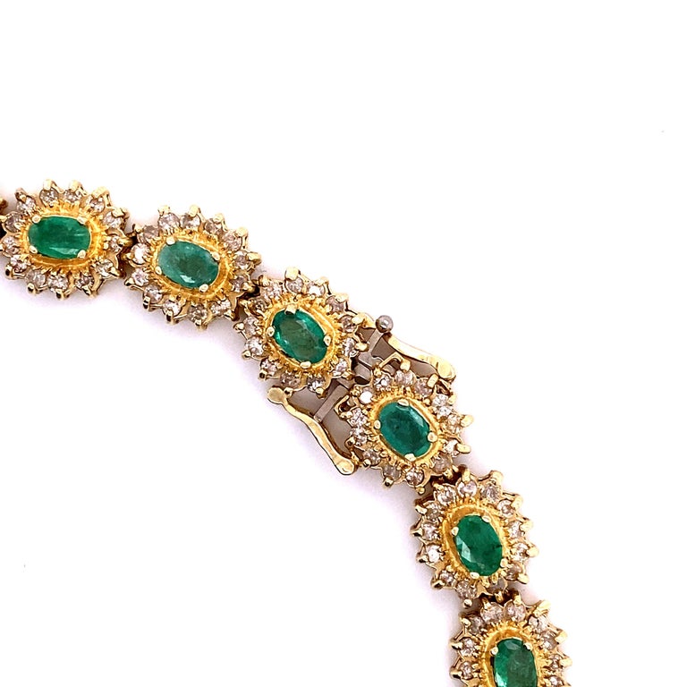 6.72 Carat Natural Emerald & 16.32ct Sl1 Diamond 14K Gold Platinum & SS Necklace For Sale 4