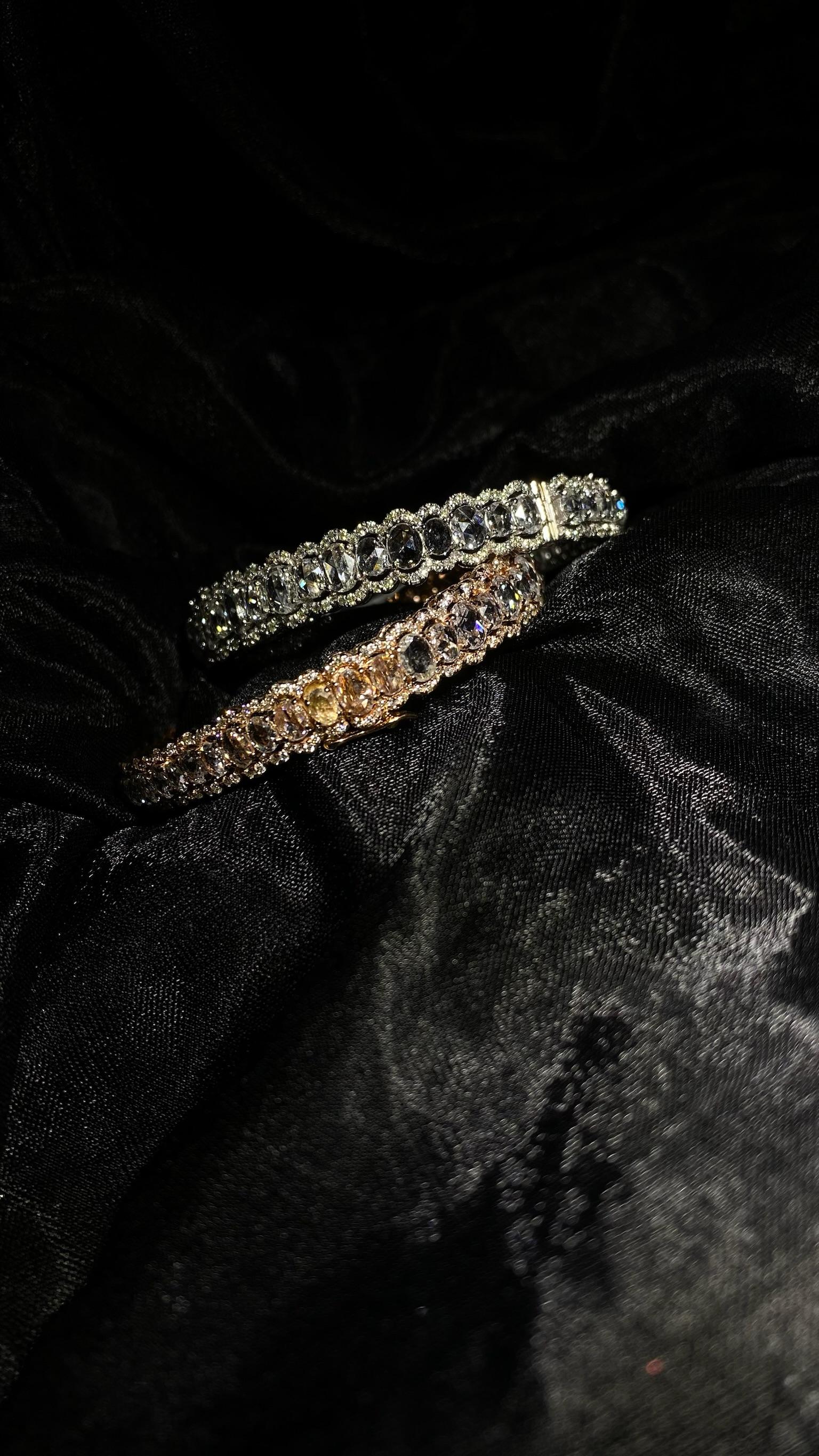 Women's 6.72 Carat Rose Cut Diamond 18K Gold Bracelet - The Serena Gold For Sale