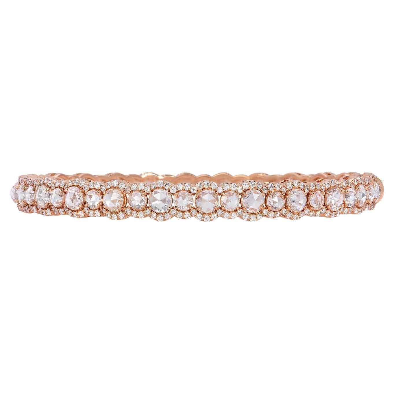 6.72 Carat Rose Cut Diamond 18K Gold Bracelet - The Serena Gold For Sale