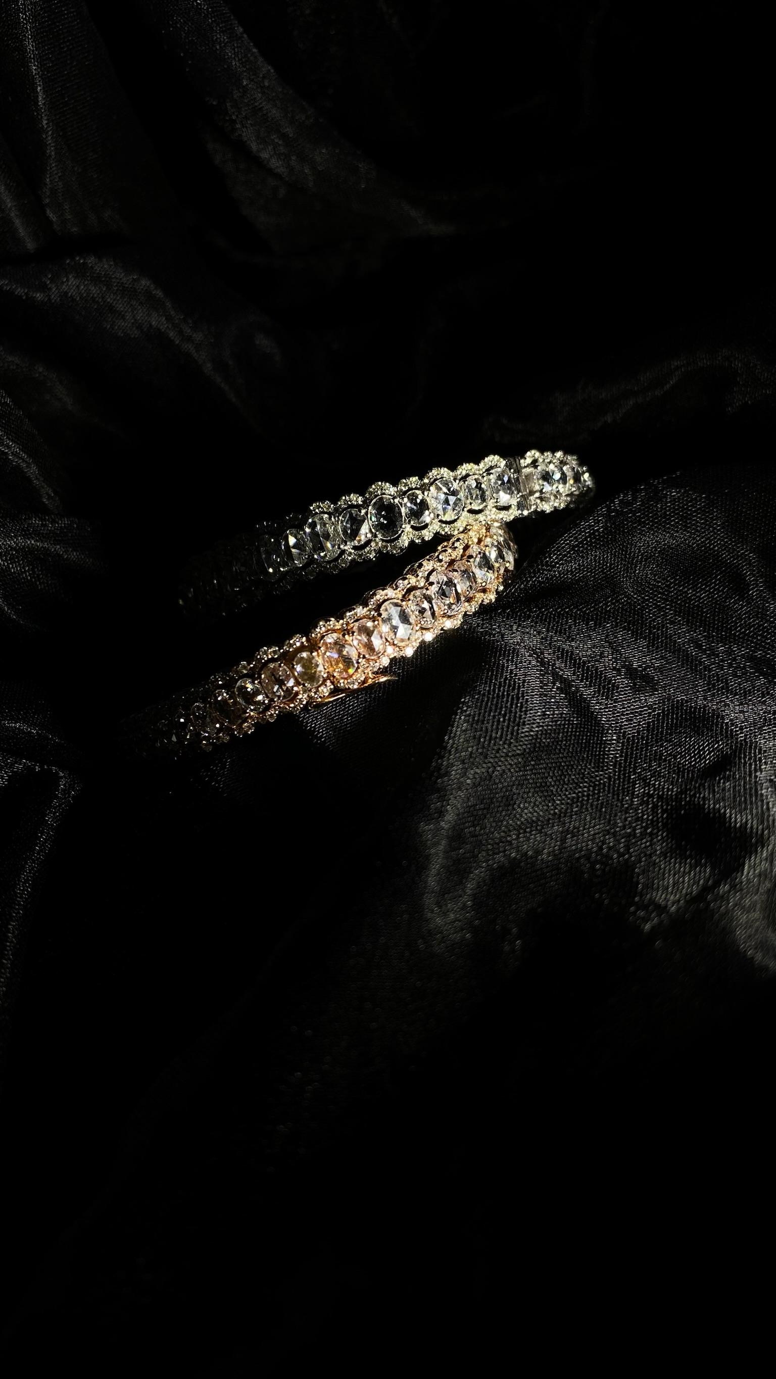 6.72 Carat Rose Cut Diamond Tennis Bracelet in 18K Rose Gold For Sale 6