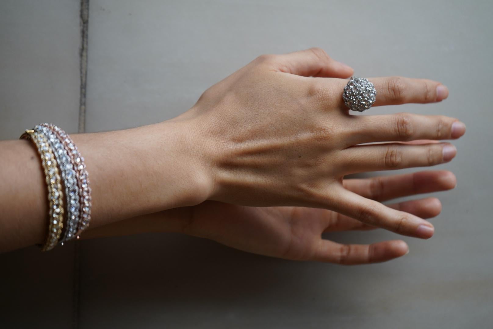 Tennisarmband aus 18 Karat Roségold mit 6,72 Karat Diamanten im Rosenschliff 1