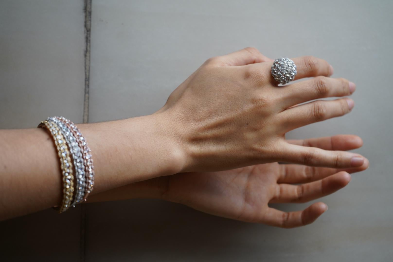 Tennisarmband aus 18 Karat Roségold mit 6,72 Karat Diamanten im Rosenschliff 3