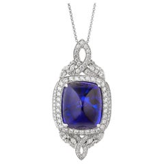 Sunita Nahata Tanzanite 67.20ct. Pendant in 18KWG with White Diamond.
