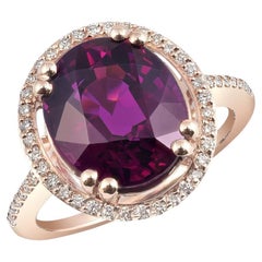 6,72 Karat neonlila Granat-Diamanten in 14K Roségold Ring gefasst