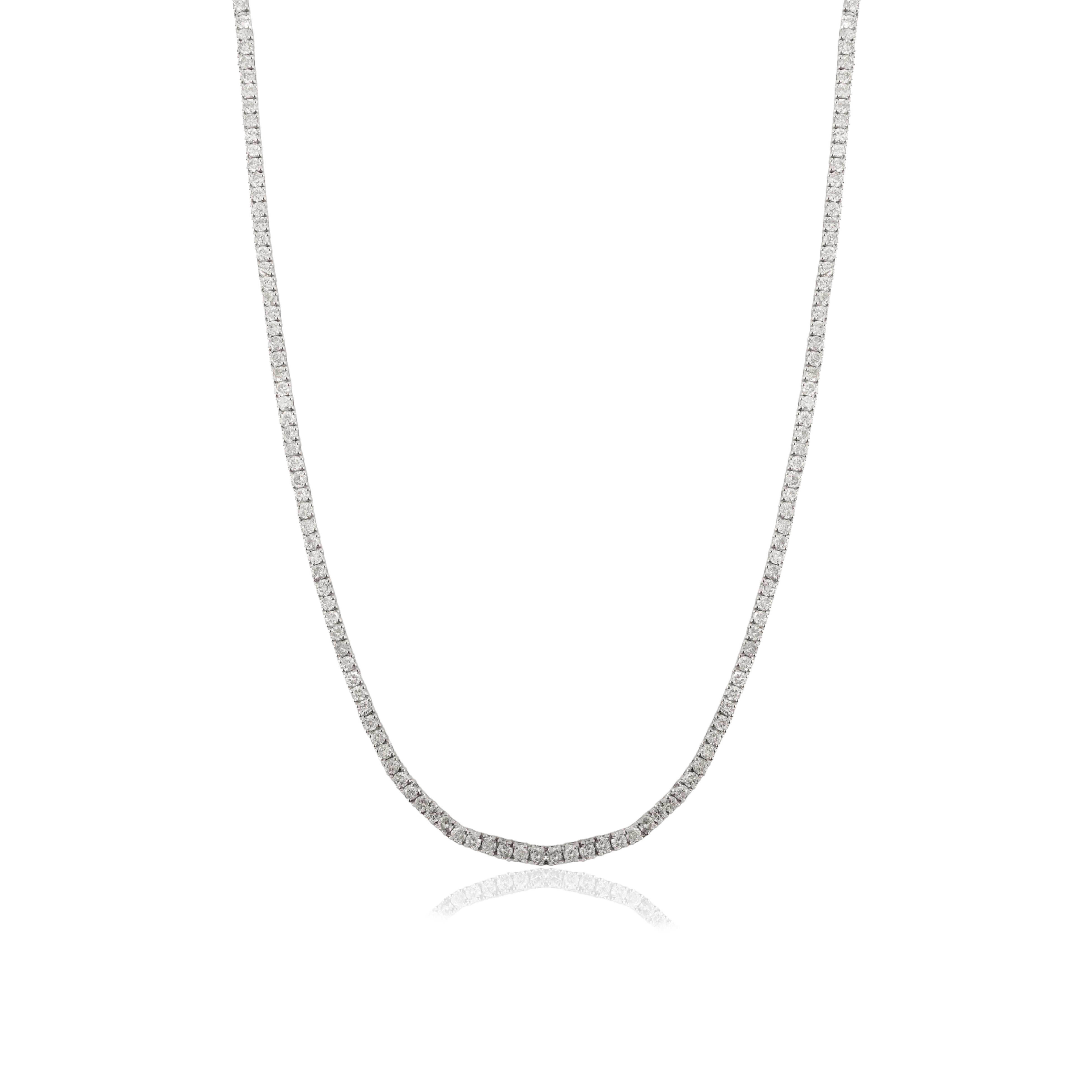 Collar de tenis con diamantes naturales de corte redondo de 6,72 qt en oro blanco de 14 quilates Regalo de lujo en venta 4
