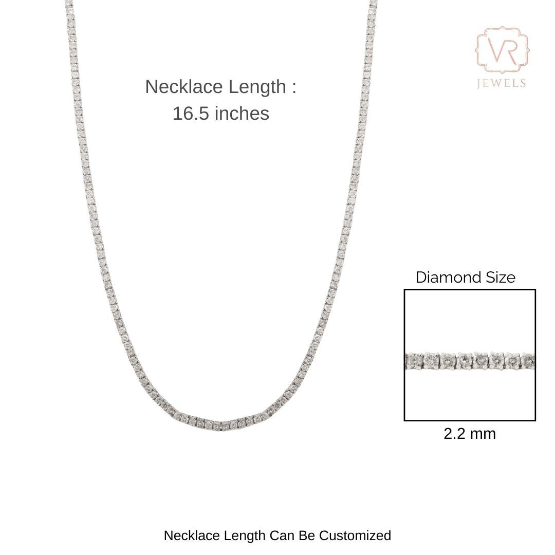 Collar de tenis con diamantes naturales de corte redondo de 6,72 qt en oro blanco de 14 quilates Regalo de lujo en venta 5