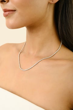 6.72 Ct Round Cut Natural Diamond Tennis Necklace in 14K White Gold Luxury Gift