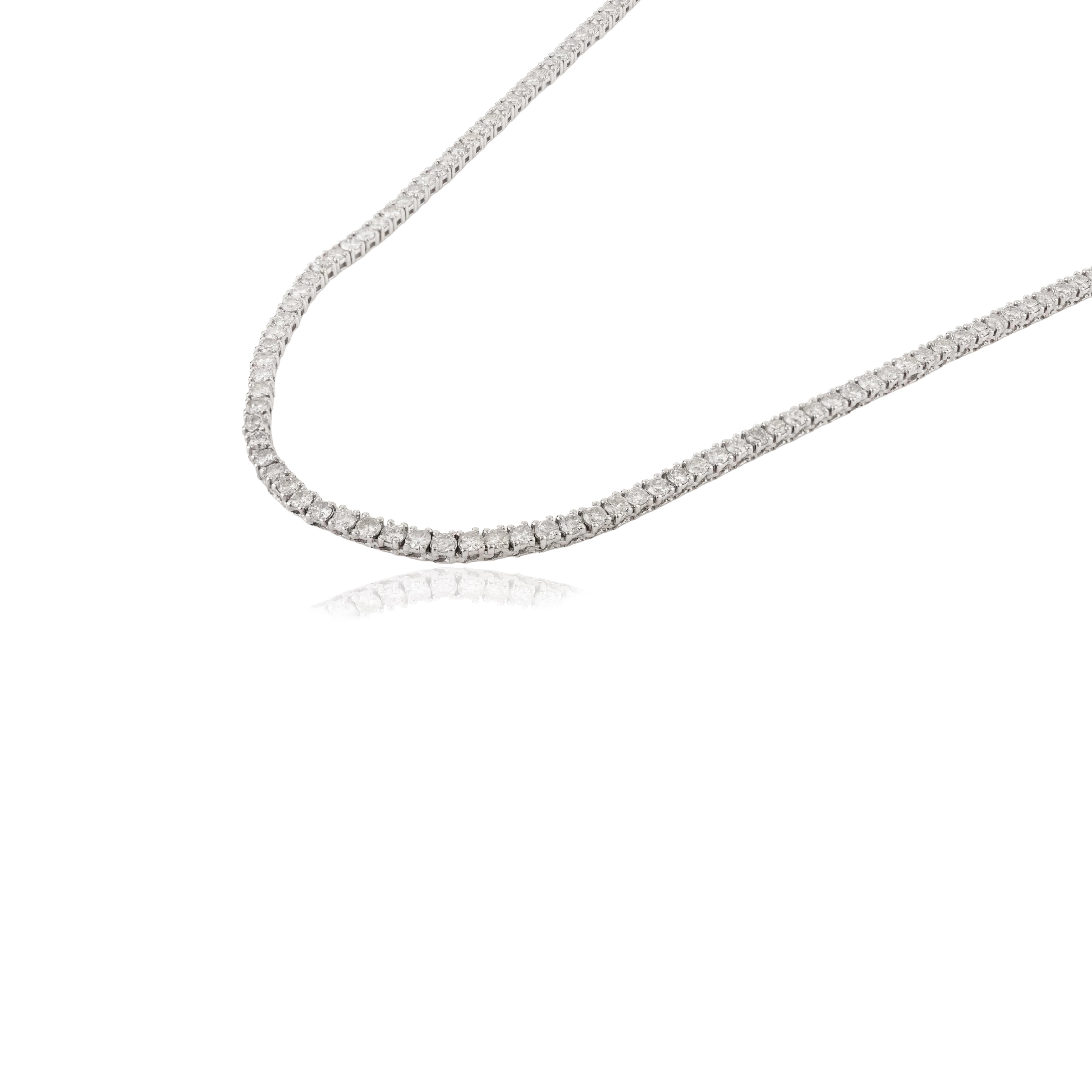 Collar de tenis con diamantes naturales de corte redondo de 6,72 qt en oro blanco de 14 quilates Regalo de lujo en venta 3