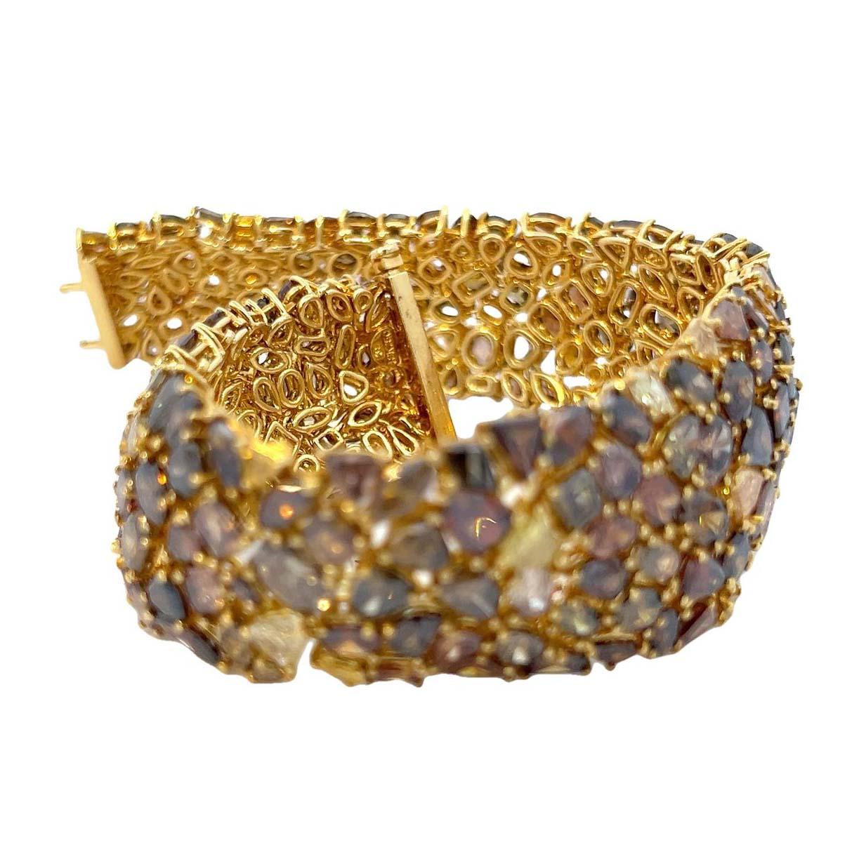 Grand bracelet tennis en diamants de couleur en vente 3