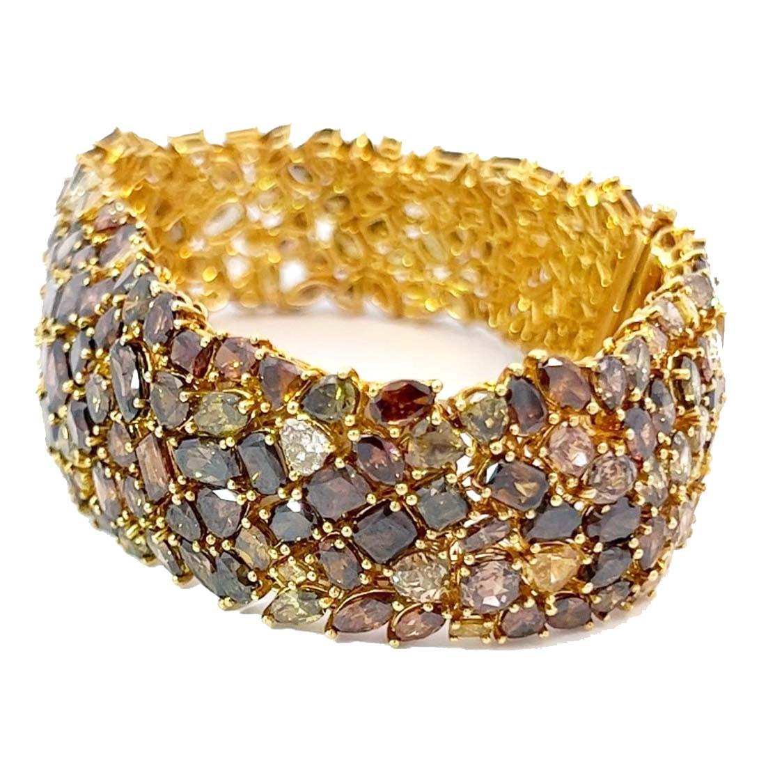 Contemporain Grand bracelet tennis en diamants de couleur en vente