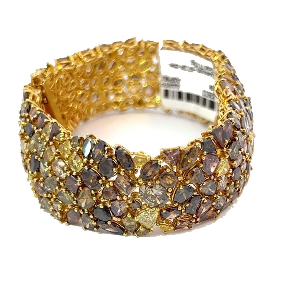 Taille mixte Grand bracelet tennis en diamants de couleur en vente