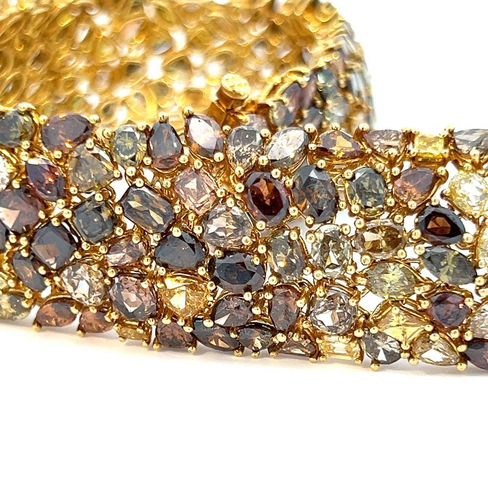 Grand bracelet tennis en diamants de couleur en vente 2
