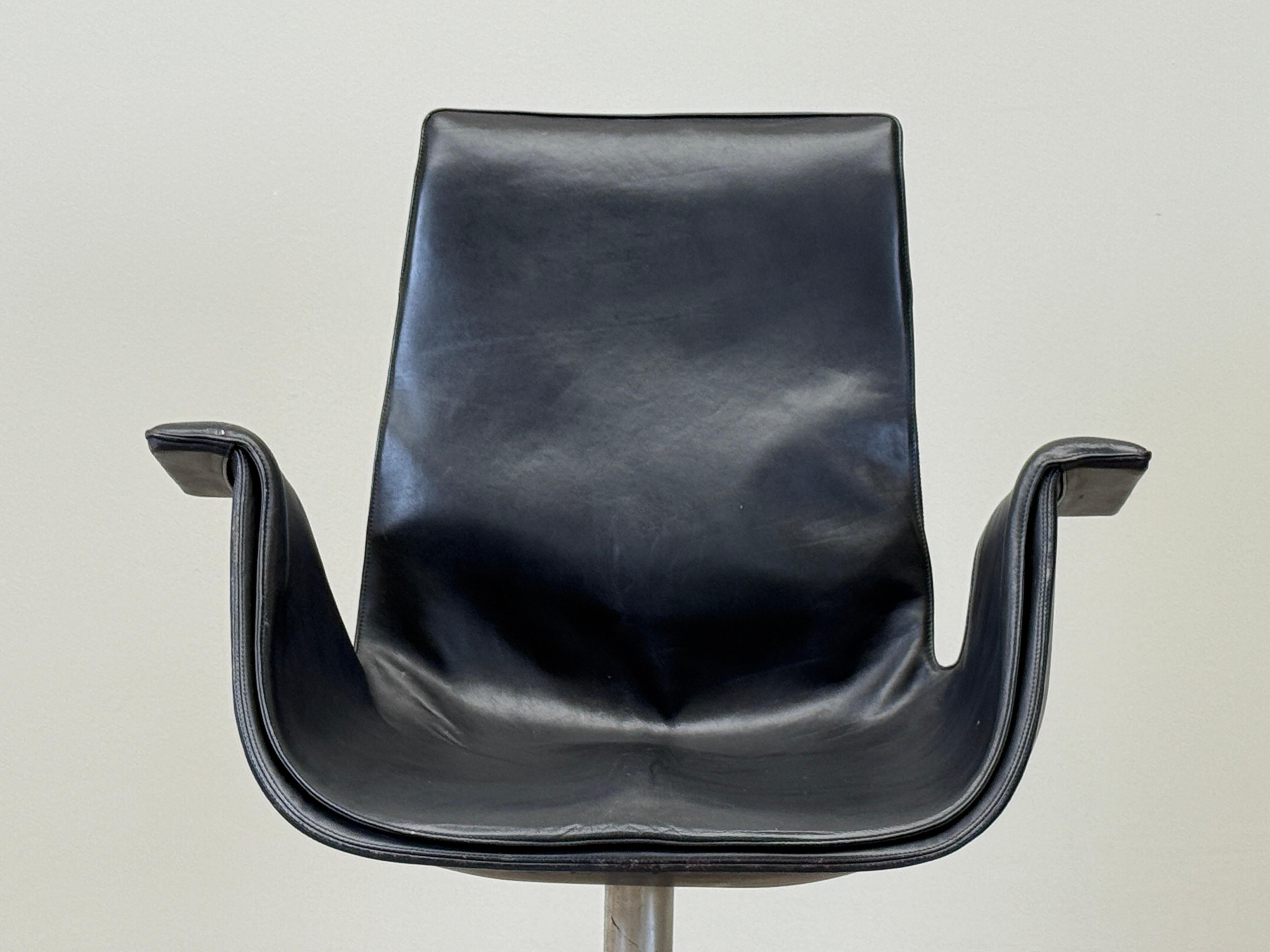 6727 Silla de escritorio de Jørgen Kastholm & Preben Fabricius para Kill International Cuero en venta