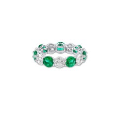 6.73 Carat Emerald and Round Diamond Eternity Band Ring
