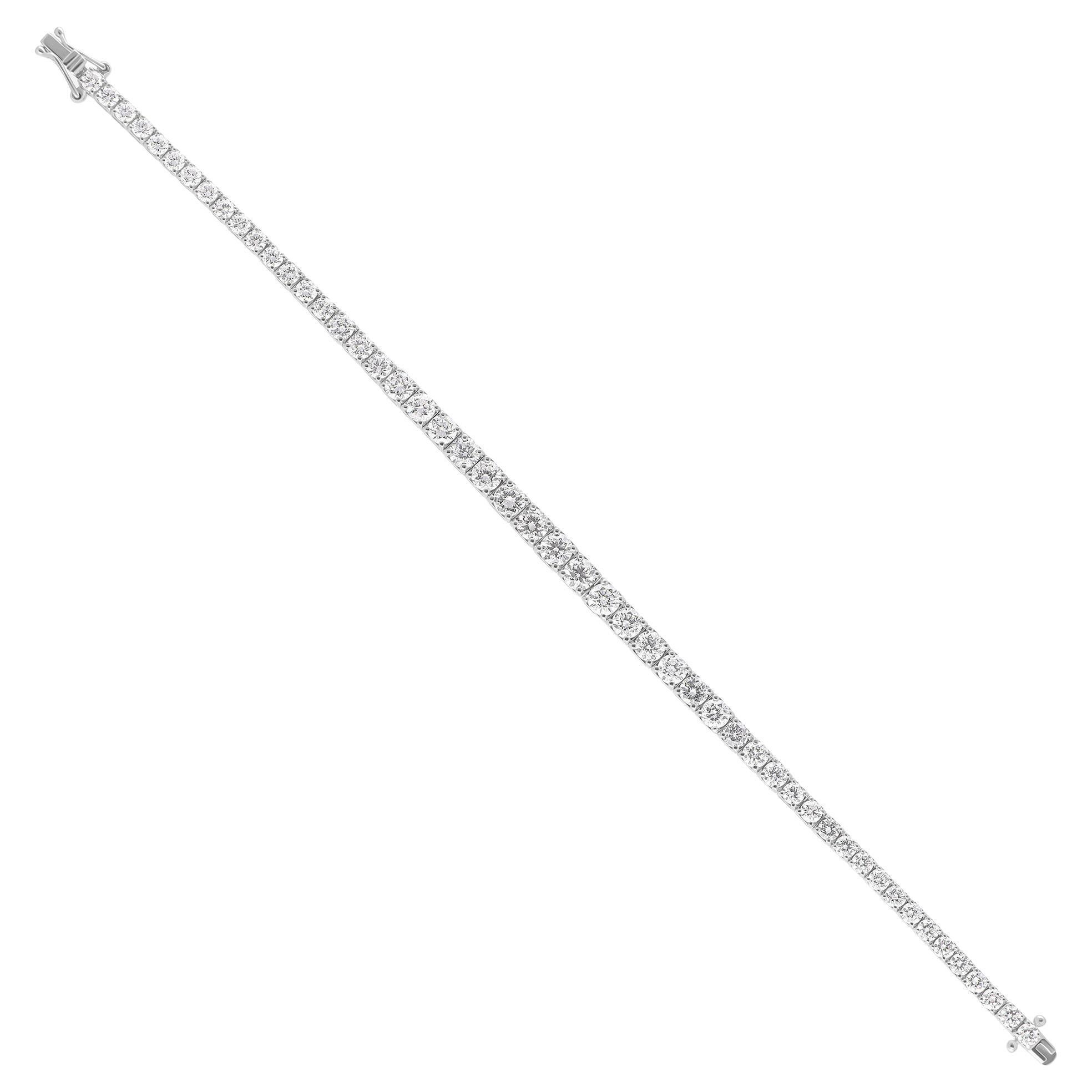 6.73 Carat SI Clarity HI Color Graduated Diamond Bracelet 18 karat White Gold For Sale