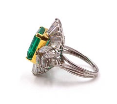 6.73ct Columbian Emerald Diamond Platinum Ring SZ 7 Gubelin Certified